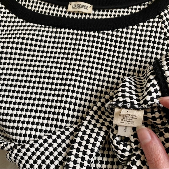 L’Agence L Textured Black White Long Sleeve Top - Picture 1 of 8